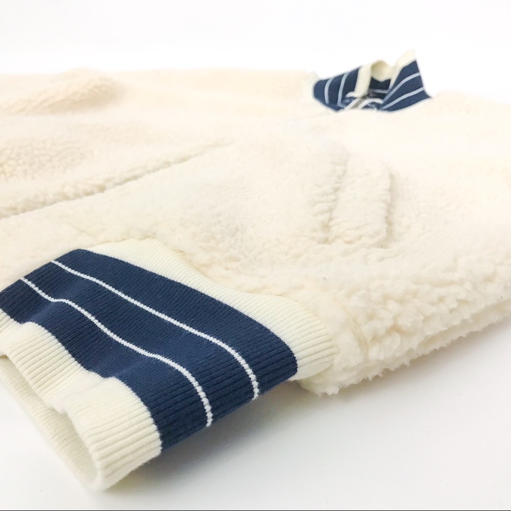 Madewell Sherpa Varsity Bomber Jacket in Ivory | Size XS - Picture 8 of 9